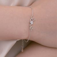 Sterling Silver Simple Style Classic Style Inlay Heart Shape Rhinestones Bracelets main image 1