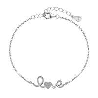 Sterling Silver Simple Style Classic Style Inlay Heart Shape Rhinestones Bracelets sku image 1