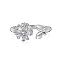 Sterling Silver Simple Style Classic Style Inlay Flower Zircon Open Rings main image 2