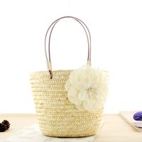 Women's Small Straw Solid Color Vacation Beach Weave String Straw Bag sku image 2
