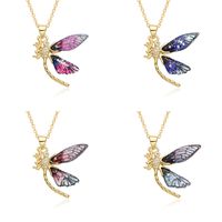 Wholesale IG Style Sweet Dragonfly Copper Inlay Zircon Pendant Necklace main image 1