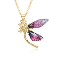 Wholesale IG Style Sweet Dragonfly Copper Inlay Zircon Pendant Necklace sku image 1