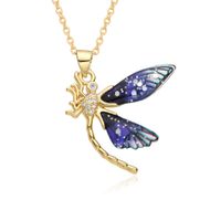 Wholesale IG Style Sweet Dragonfly Copper Inlay Zircon Pendant Necklace sku image 2