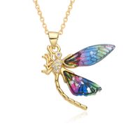 Wholesale IG Style Sweet Dragonfly Copper Inlay Zircon Pendant Necklace sku image 4