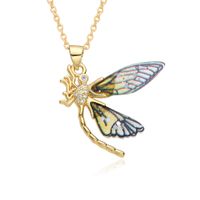 Wholesale IG Style Sweet Dragonfly Copper Inlay Zircon Pendant Necklace sku image 5