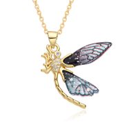Wholesale IG Style Sweet Dragonfly Copper Inlay Zircon Pendant Necklace sku image 6