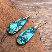1 Pair Simple Style Water Droplets Inlay Agate Natural Stone Drop Earrings main image 5