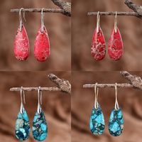 1 Pair Simple Style Water Droplets Inlay Agate Natural Stone Drop Earrings main image 1