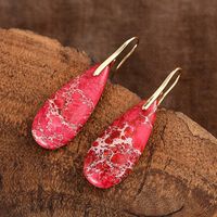 1 Pair Simple Style Water Droplets Inlay Agate Natural Stone Drop Earrings main image 4