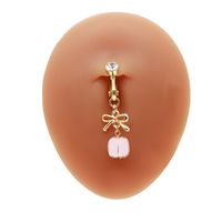 1 Piece Belly Rings Vintage Style Solid Color Commute Bow Knot 316 Stainless Steel  Arylic Alloy Plating Inlay Rhinestones Gold Plated main image 6