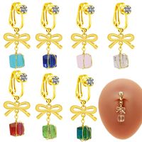 1 Piece Belly Rings Vintage Style Solid Color Commute Bow Knot 316 Stainless Steel  Arylic Alloy Plating Inlay Rhinestones Gold Plated main image 1