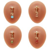 1 Piece Belly Rings Vintage Style Solid Color Commute Bow Knot 316 Stainless Steel  Arylic Alloy Plating Inlay Rhinestones Gold Plated main image 3