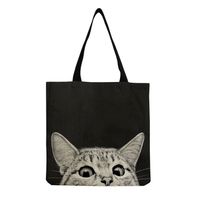 Women's All Seasons Linen Cat Simple Style Square Open Canvas Bag sku image 3