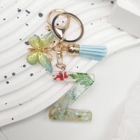 Pastoral Flower Butterfly Crystal Women's Bag Pendant Keychain sku image 18