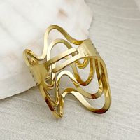 Vacation Sweet Irregular Leaves 304 Stainless Steel 14K Gold Plated Pearl Rings In Bulk main image 4