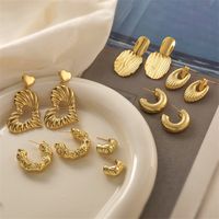 1 Pair Elegant Streetwear Heart Shape Plating Copper Gold Plated Ear Studs main image 1