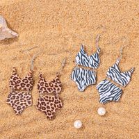 1 Pair IG Style Casual Stripe Swimsuit Leopard Asymmetrical Arylic Drop Earrings main image 1