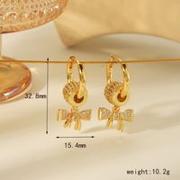 Copper 18K Gold Plated IG Style Romantic Commute Plating Inlay Bow Knot Zircon Earrings Necklace main image 2