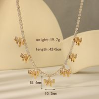 Copper 18K Gold Plated IG Style Romantic Commute Plating Inlay Bow Knot Zircon Earrings Necklace main image 3