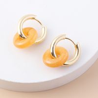 1 Pair Modern Style Classic Style Round Plating Artificial Crystal Natural Stone Drop Earrings main image 1