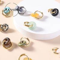 1 Pair Modern Style Classic Style Round Plating Artificial Crystal Natural Stone Drop Earrings main image 4