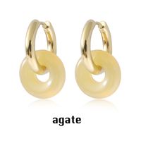 1 Pair Modern Style Classic Style Round Plating Artificial Crystal Natural Stone Drop Earrings sku image 1