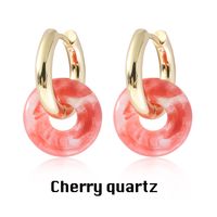 1 Pair Modern Style Classic Style Round Plating Artificial Crystal Natural Stone Drop Earrings sku image 3