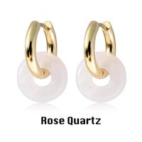 1 Pair Modern Style Classic Style Round Plating Artificial Crystal Natural Stone Drop Earrings sku image 9