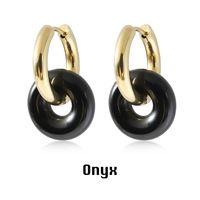 1 Pair Modern Style Classic Style Round Plating Artificial Crystal Natural Stone Drop Earrings sku image 7