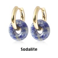 1 Pair Modern Style Classic Style Round Plating Artificial Crystal Natural Stone Drop Earrings sku image 10