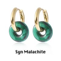1 Pair Modern Style Classic Style Round Plating Artificial Crystal Natural Stone Drop Earrings sku image 13