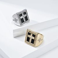 IG Style Cool Style Cross 304 Stainless Steel Inlay Rhinestones Unisex Rings main image 5