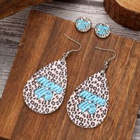 1 Set Casual Modern Style Classic Style Letter Water Droplets Leopard Pu Leather Drop Earrings Ear Studs main image 1