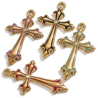 5 PCS/Package 304 Stainless Steel Rhinestones Cross Pendant main image 6