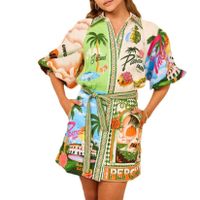 Women's Regular Dress Vacation V Neck Printing 3/4 Length Sleeve Tropical Above Knee Holiday Beach main image 2