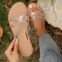 Women's Casual Solid Color Rhinestone Round Toe Slides Slippers main image 3