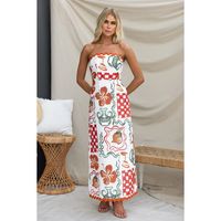 Women's Sheath Dress Vacation Strapless Pleated Sleeveless Printing Maxi Long Dress Holiday Daily Beach main image 5