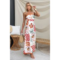 Women's Sheath Dress Vacation Strapless Pleated Sleeveless Printing Maxi Long Dress Holiday Daily Beach main image 3