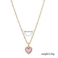 Alloy Rhinestone Simple Style Plating Heart Shape Pendant Necklace main image 2