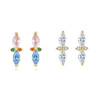 1 Paire Style Simple Brillant Géométrique Rhombe Incruster Le Cuivre Zircon Boucles D'Oreilles main image 1