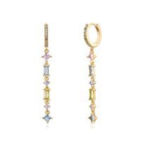 1 Pair Simple Style Shiny Geometric Inlay Copper Zircon Drop Earrings main image 2