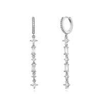 1 Paire Style Simple Brillant Géométrique Incruster Le Cuivre Zircon Boucles D'oreilles main image 5