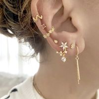 1 Pair Sweet Shiny Flower Inlay Copper Zircon Ear Studs main image 2