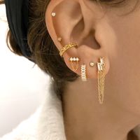 1 Pair Casual Simple Style Geometric Chain Inlay Copper Zircon Drop Earrings main image 3