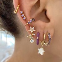 1 Pair Sweet Shiny Flower Inlay Copper Zircon Ear Studs main image 3