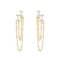 1 Pair Casual Simple Style Geometric Chain Inlay Copper Zircon Drop Earrings main image 4
