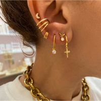 1 Piece Casual Simple Style Geometric Inlay Copper Zircon 18K Gold Plated Ear Cuffs main image 2