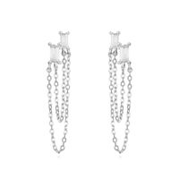 1 Pair Casual Simple Style Geometric Chain Inlay Copper Zircon Drop Earrings main image 5