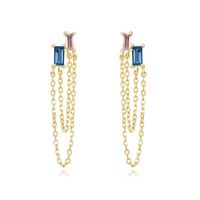 1 Pair Casual Simple Style Geometric Chain Inlay Copper Zircon Drop Earrings sku image 1