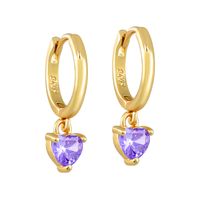 1 Pair Sweet Shiny Heart Shape Inlay Copper Zircon Drop Earrings main image 5